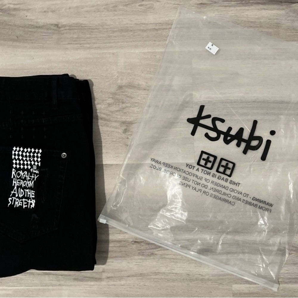 Ksubi black bandanna patch jeans